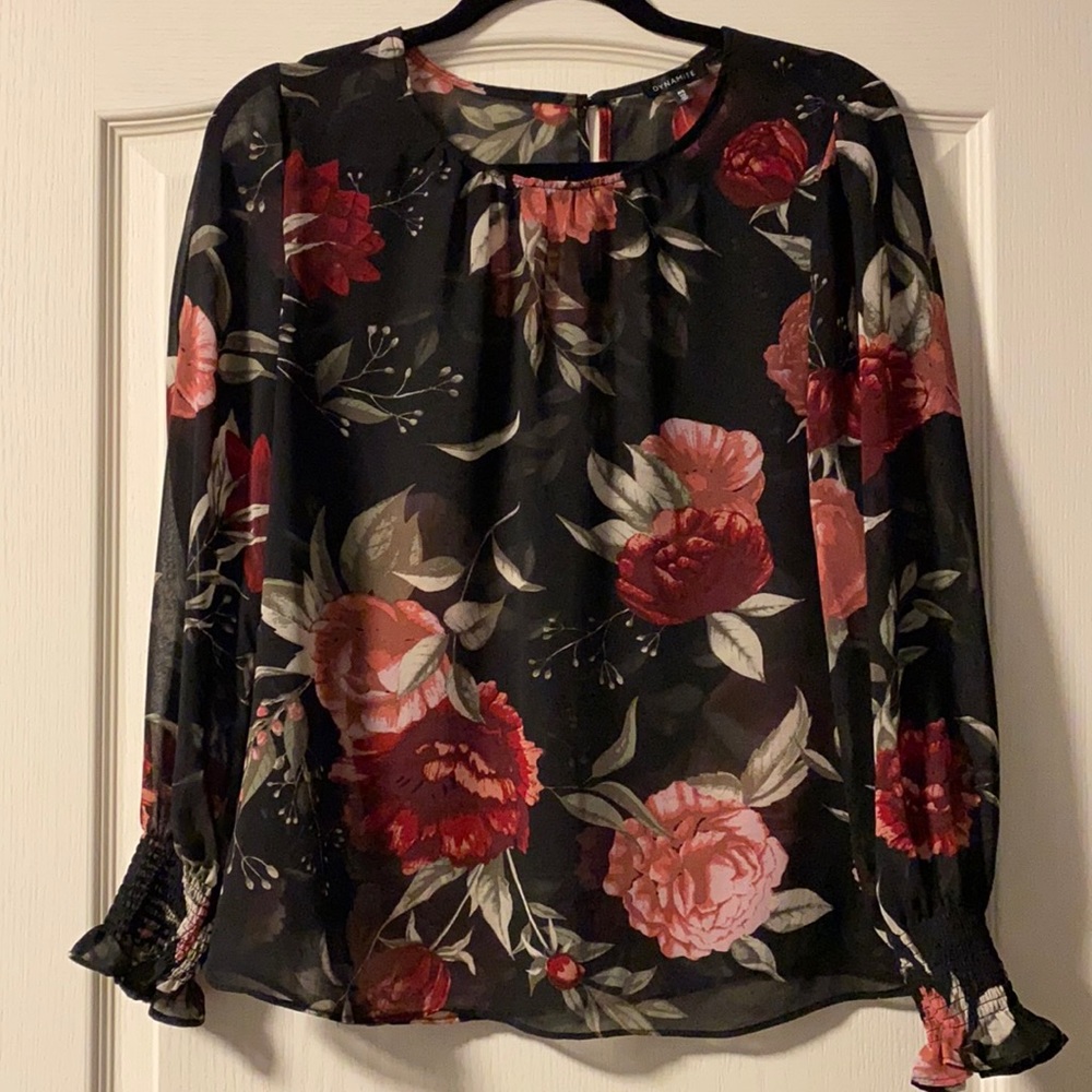 Sheer floral blouse